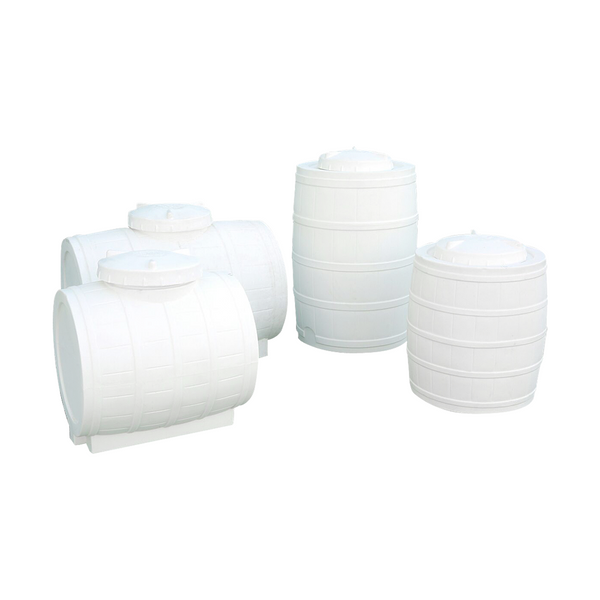 HORIZONTAL BARREL TYPE 50 GAL. WHITE